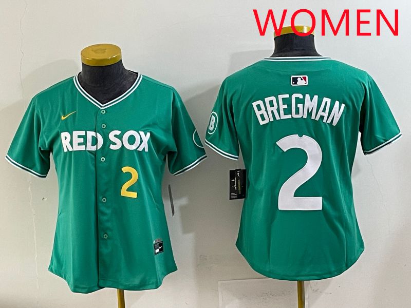 Women 2025 Boston Red Sox #2 Bregman Dark Green Joint Name Nike MLB Jersey style 5